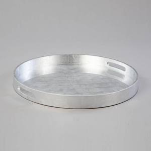 Silver Leaf Round <b>Wooden</b> <b>Serving</b> <b>Tray</b> With Handles Decorative Coffee Table Ottoman <b>Tray</b> For Hotel Restaurant Wholesale from Viet - Product Image 1