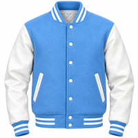 Veste universitaire décontractée pour homme, bicolore, à col montant, boutonnée, avec manches contrastées, style baseball, universitaire, letterman