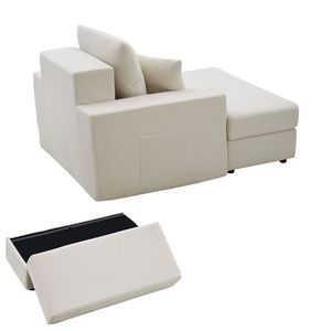 Chaise longue modulare da interno senza struttura da 44 pollici con poltrona da lettura oversize in velluto a coste, cuscini decorativi e braccioli per camera da letto - Product Image 1