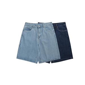 Pantalon en jean ample 100 % coton épais pour homme, avec fermeture éclair, style baggy, short de skate, fabriqué sur mesure - Product Image 1