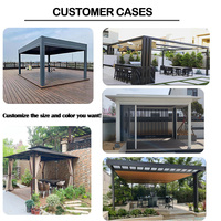 Pergola de luxe pour villa, motorisée, en aluminium à lames orientables, imperméable, pavillon métallique pour jardin avec éclairage LED