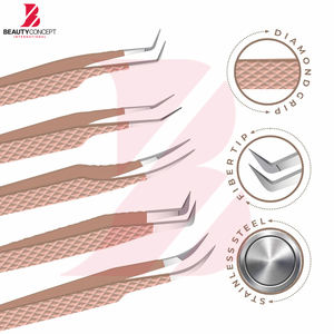 Pinzas para Extensiones de Pestañas, Juego de 5 Piezas, Pinzas de Volumen, Pinzas Delgadas de 90 Grados con Puntas de Fibra - Product Image 5