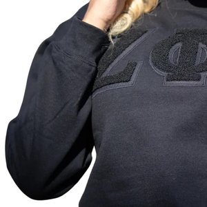 Zeta Phi Beta All <b>Black</b> ZPHIB Chenille Sweatshirt Unisex Greek Letter Premium Casual Streetwear <b>Fleece</b> - Product Image 6