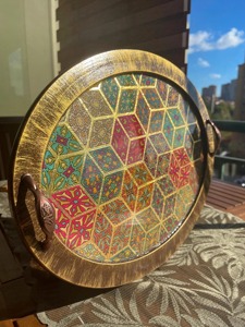 Bandeja de Madera Estampada de Tamaño Estándar, Bandeja de Madera Estampada Multicolor para Cocina y Comedor, Plato Decorativo para el Hogar al por Mayor - Product Image 3