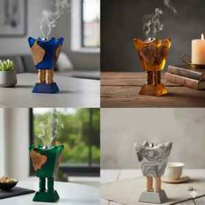 Brûleur d'encens jetable en bois d'acacia et résine, design antique, porte-encens en bois, fait main en Inde, support d'encens pour la maison - Product Image 2