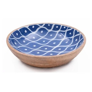 Bol de service en bois de qualité supérieure, couleur naturelle, pour soupes et salades, idéal pour la maison et les tables d'hôtel, avec impression émaillée - Product Image 1