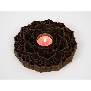 ที่วางเทียนไม้ทรงกลมรูปดอกไม้ งานแฮนด์เมด ตกแต่งบ้าน วัสดุรักษ์โลก - Product Image 1