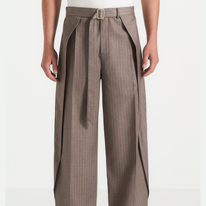 Men's High Waist Pleated Formal Trousers Straight Leg <b>Wool</b> Blend Suit <b>Pants</b> Autumn Wear - Product Image 1