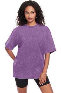 เสื้อยืดโอเวอร์ไซส์สีม่วงสำหรับผู้หญิง ผ้าฝ้าย ทรงหลวม ไหล่ตก แขนสั้น คอกลม สไตล์ลำลอง สตรีทแวร์ เนื้อผ้านุ่ม - Product Image 6