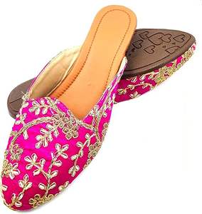 Khussa Bordada para Mujer al por Mayor, Khussa Pakistaní Plana y Ligera para Mujer, Khussa Personalizada en Varios Colores, Calzado Mehndi - Product Image 5