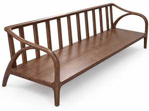 Sofá de Tres Plazas MT Furniture, Estilo Moderno de Mediados de Siglo, Tapizado en Cuero PU, Relleno de Espuma, Respaldo Firme, Brazos Curvos, Madera de Roble Sólido, para Sala de Estar - Product Image 6