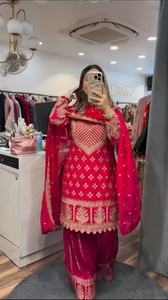 Sharara costume femmes ethnique Kurta pyjama Sharara sud Faux Georgette tissu meilleure qualité fête casual vêtements de cérémonie indien - Product Image 1