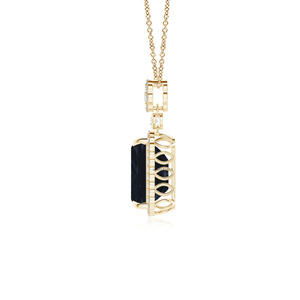 Colgante de Diamante Negro Natural de Corte Esmeralda de Lujo para Mujer, Regalo de Boda, Joyería de Moda, Oro 10K 14K 18K, Plata 925 935 - Product Image 4