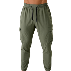 Pantalon cargo technique vert pin pour homme, léger, athlétique, coupe ajustée, avec plusieurs poches, logo personnalisé OEM, approvisionnement en gros - Product Image 1