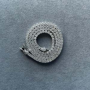 Iced Out Round Cut Moissanite Tennis Chain Necklace 925 Sterling <b>Silver</b> Single Row <b>Choker</b> - Product Image 1