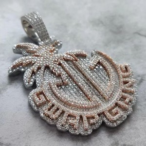 IGI Certified Fine Jewelry Rose Gold Plated Pendant 9S925 <b>Silver</b> Diamond Pendant Brilliant Cut Diamond Men's Pendants & <b>Charms</b> - Product Image 1