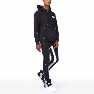 Custom Flare Stacked Tracksuit <b>Set</b> Men Oversized Streetwear <b>Jogger</b> Jacket <b>Matching</b> Two Piece Outfit - Product Image 3