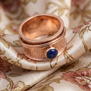 925 Sterling <b>Silver</b> Brass Spinner <b>Ring</b> Natural Lapis Lazuli Gemstone Floral Scroll Band Meditation Anxiety Handmade <b>Ring</b> <b>men</b> Her - Product Image 6