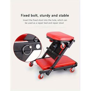 Sedile Girevole Regolabile 3-in-1 da 36 Pollici, Capacità 450 Libbre, 6 Ruote, Pieghevole, con Freno, per Riparazioni Auto - Product Image 5