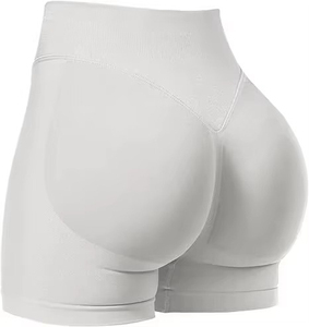 Shorts de Yoga de Cintura Alta para Mujer, Sin Costuras, Color Sólido, Cintura Elástica Acanalada, Spandex Modal 220g, para Fitness y Ejercicio, Marca Personalizable - Product Image 3