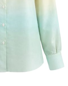 เสื้อเชิ้ตผู้หญิงแขนยาวสีพีชไล่เฉดเขียวมิ้นท์แบบกระดุมหน้า สไตล์ลำลองสำหรับใส่ทำงาน ผู้ผลิตเสื้อผ้าแบบ OEM สั่งทำได้ - Product Image 6