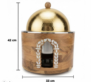 Juego de Olla Redonda de Lujo Hecha a Mano con Base de Madera, Cacerola de Metal de la Mejor Calidad para Mesa, Diseño Clásico para Calentar Comida - Product Image 6