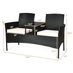 Set da Giardino in Vimini, Comodi Mobili da Conversazione con Cuscini Rimovibili e Tavolo - Product Image 5