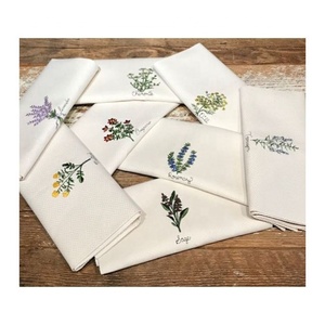 Personalizado lindo Floral blanco bordado doble borde venta al por mayor 100% algodón GOTS certificado plato toalla Drop Shipping a nivel mundial - Product Image 2