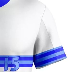 Maillot de baseball blanc et bleu roi à manches courtes avec motif rayé, respirant, uniforme d'équipe pour l'entraînement et les activités sportives - Product Image 4