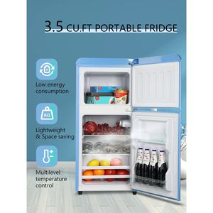 Mini Frigorifero Retro da 3,5 Piedi Cubi, Congelatore Compatto a 2 Porte con Termostato Meccanico Regolabile, Piccolo Refrigeratore per Bevande - Product Image 2