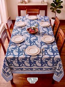 Nappe de table en coton imprimée à la main de qualité supérieure, 6 places, réutilisable, disponible au prix direct usine - Product Image 4