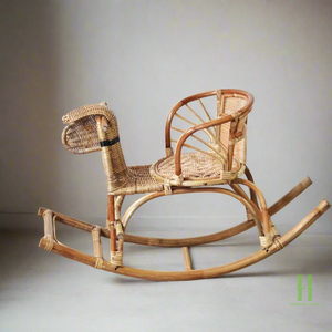Cheval à bascule en rotin fait main écologique, jouet à bascule en osier naturel pour bébé, décoration pour chambre d'enfant et salle de jeux - Product Image 5