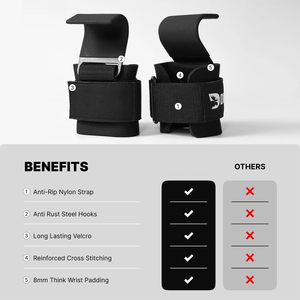 Weight Lifting rubber grip Hooks Non-slip Deadlift wrist Straps palm support <b>Gloves</b> <b>Pull</b> <b>Up</b> gym fitness training session workout - Product Image 3