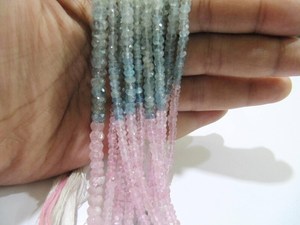 Collier de perles de Morganite et d'Aquamarine multicolores naturelles, facettées, de 3 à 5 mm, longueur 13 pouces - Product Image 3