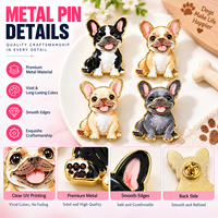 Badge Métallique Publicitaire Personnalisé Nouveauté Chien Bouledogue Français Coloré et Vivant pour Amateurs d'Animaux – Cadeau Promotionnel avec Impression UV