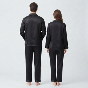 Unisex Satin <b>Pajamas</b> Set Long Sleeve Turn-down Collar Shirt <b>Pajama</b> Set Satin Sleepwear Classic Style 100% Silk Nightwear <b>Suit</b> - Product Image 6