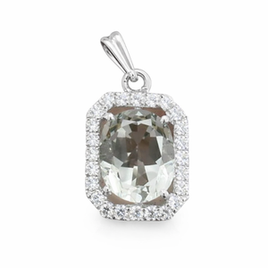 Pendentif unisexe minimaliste Rhaya Jewels en argent sterling 925 plaqué rhodium avec améthyste verte taille ovale 3,6g sertie griffe solitaire - Product Image 3