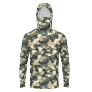 เสื้อยืดพิมพ์ลายป้องกันรังสียูวี แห้งเร็ว น้ำหนักเบา มีฮู้ด UPF50+ โพลีเอสเตอร์ 100% เสื้อผ้าสำหรับตกปลา ระบายอากาศได้ดี - Product Image 3