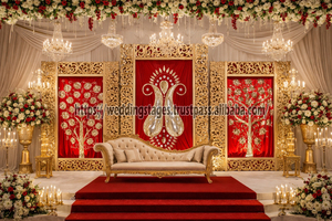 Majestic Arabian Style Laser-Cut Panel Stage Decor Gold Geometric Arch Panels Moroccan Style Gold Metal Wedding Stage Panels UK - Product Image 6