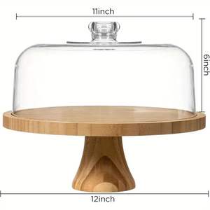 Elegante Soporte de Madera Hecho a Mano para Pastel con Tapa de Vidrio Transparente para Presentación de Pasteles de Boda y Eventos Festivos - Product Image 3