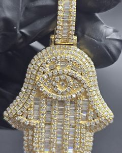 Colgante de mano Hamsa, colgante de Fátima, colgante de talismán espiritual, colgante de Hip Hop, colgante de plata 925, colgante de protección para los ojos para hombres - Product Image 1