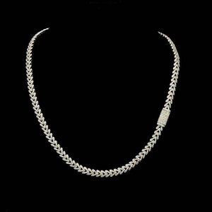 Colar de prata com moissanite, estilo Chevron, cravejado, luxuoso, tipo corrente de tênis, para homens e mulheres. - Product Image 2