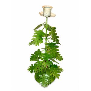 Candelabro de Metal Artístico Moderno con Hojas, Portavelas Rústico Verde para Mesa, Accesorio Decorativo Hecho a Mano para Sala de Estar y Comedor - Product Image 1