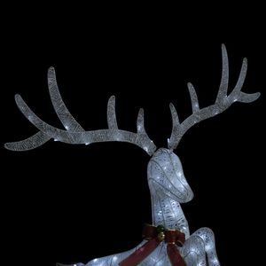 Grand renne volant en tissu blanc et argenté avec lumières de Noël – Produit décoratif - Product Image 4