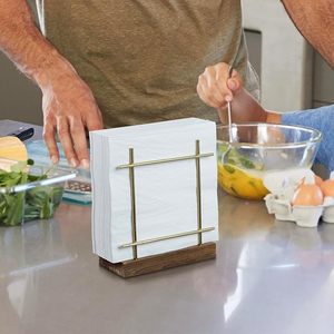Luxury Gold Wire Napkin Holder – Decorative Arched Metal Paper Tissue Stand, Contemporary Countertop Dispenser for Home Dining - Product Image 4