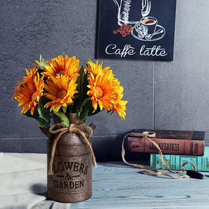 Shabby Chic Metal Flower <b>Vase</b> Rust Painted Decor Milk Can Bucket Country Primitive Jug Farmhouse Decoration <b>Small</b> planter pots - Product Image 3