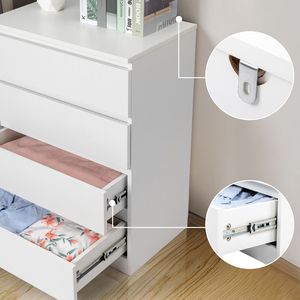 Cassettiera a 4 cassetti in rovere massello bianco, design minimalista europeo per camera da letto in stile rustico o appartamento, con soluzione di archiviazione - Product Image 6