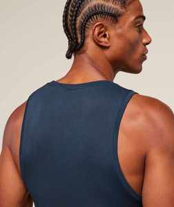 Débardeur Homme Bleu Marine Uni en Polyester Tricoté Respirant Col Rond – Tenue Décontractée Fitness Musculation Personnalisée – Tissu 220g - Product Image 5
