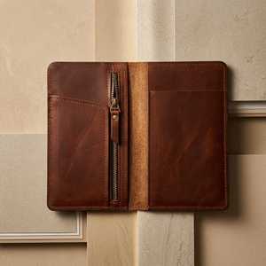 Porte-chéquier en cuir véritable personnalisé de marque, style vintage, pour homme, porte-passeport, commande en gros LCR-0119 - Product Image 2