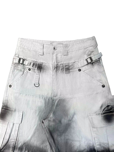 Jean en denim pour homme HaiYao 2026, haute qualité, double ceinture, style cargo délavé vintage, coupe large, streetwear Y2K, OEM ODM, en coton - Product Image 5